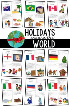 the holidays around the world activity pack with pictures and words to help students learn how to read