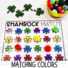 shamrock match matching colors for st patrick's day with free printables to color