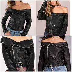 Brand New With Tags! Size Small. Edgy And Trendy! Pairs Well With Jeans, Leggings. Skirts And Dress Pants! Moto Biker Jacket, Forever 21 Jacket, Jeans Leggings, Biker Jacket, Jacket Tops, Dress Pants, Black Silver, Dress Skirt, Off Shoulder