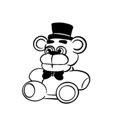 a black and white drawing of a teddy bear wearing a top hat