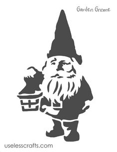 an image of a gnome with a basket in his hand and the words garden gnome on it