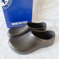 New Birkenstock Professional Super-Birki Waterproof Clog Eu 40 Mens Us 7-7.5 R/ Womens Us 9-9.5 Condition: New With Box, Missing Box Lid Platform + Waterproof Profi-Birki Polyurethane Color: Black Birkenstock Developed The Profi Birki To Offer Perfect Grip And Sure-Footedness In Almost Any Work Environment. With Its Raised Heel Section And Extended Front, It Encloses The Entire Foot And Promotes A Natural Rolling Motion With Every Step You Take. The Nonslip Pu Sole Proves Itself To Be The Ideal Black Waterproof Clogs For Outdoor, Slip-resistant Solid Color Clogs For Outdoor, Outdoor Slip-resistant Clogs, Outdoor Slip-resistant Solid Clogs, Outdoor Solid Color Slip-resistant Clogs, Waterproof Closed Toe Synthetic Clogs, Waterproof Synthetic Closed Toe Clogs, Durable Black Round Toe Clogs, Black Casual Waterproof Clogs