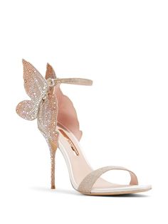 Sophia Webster Chiara crystal-embellished Sandals - Farfetch Sophia Webster Chiara, Tone Calves, Butterfly Style, Sandals Gold, Versace Outfit, Chanel 2, Embellished Sandals, Shoe Inspo, Sophia Webster