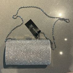 Inc New With Tags Clutch/Cross Body With Jewels Hoco Purses, Silver Prom Purse, Silver Evening Bag, Silver Clutch Purse Prom, Homecoming Purse, Prom Bags Clutches, Md Dresses, Diamond Clutch, Silver Clutch Purse