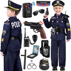 PRICES MAY VARY. Polyester 【All-In-One Deluxe Police Officer Costume for Kids】 - Tepsmigo Police officer role play costume toy set comes with everything you need for the best policeman experience, including Police Hat, Police Shirt, Belt, and Recorder, Shoulder Police Lights, Police Card, Holster, Pretend Walkie Talkie, Vision Gear, etc. Best costume for kids ages 5-7. 【Two Realistic Police Accessories】- Tepsmigo Police costume for kids has more upgrades on the police costume set. There are two Kids Police Costume, Police Costume For Kids, Kids Police Officer Costume, Police Accessories, Officer Costume, Police Toys, Police Officer Costume, Kids Police, Pretend Play Costumes