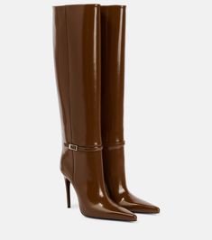 Brown Leather Knee High Boots, Saint Laurent Boots, Luxury Boots, Saint Laurent Shoes, High Heel Boots Ankle, Knee High Leather Boots, Dream Shoes, Heeled Ankle Boots, High Heel Boots