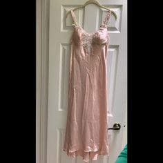 Stunning Satin Light Pink Slip. Has A Very Vintage Feel But This Is New With Tags, Never Worn. The Cups Are Slightly Padded For A Very Flattering Fit. Perfect Gift For A New Bride. Stunning Details Throughout, Very Well Made Fitted Feminine Evening Nightgown, Feminine Sleeveless Evening Nightgown, Fitted Pink Sleepwear For Evening, Fitted Sleeveless Sleepwear For Wedding, Chiffon Romper, Flora Nikrooz, Red Slip Dress, Purple Lingerie, New Bride