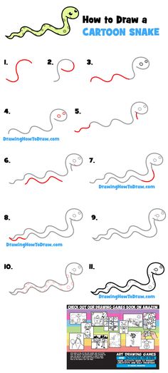 how to draw a cartoon snake with numbers and colors for children's drawing skills