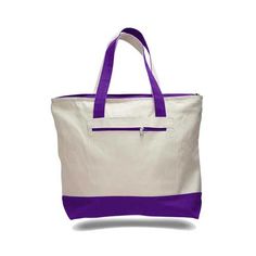 Heavy canvas zippered shopping tote self fabric handle and outside pocket. Gusset. Custom Printed Heavy Canvas Zippered Shopping Tote Bag in Purple | Totes | Canvas Tote Bags Bridesmaid Gift Bags, Teacher Bags, Teacher Tote, Embroidery Bags, Custom Tote Bags, Travel Tote Bag, Zipper Tote Bag, Personalized Tote Bags, Wholesale Bags