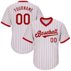 a baseball jersey that is red and white with the number 00 on it's chest