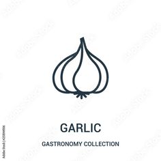 the garlic logo is shown in black and white, it has an onion on top