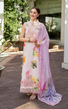 Brand: Asifa & NabeelProduct Code: MK-05 BulbulCollection: Meraki by Asifa & Nabeel Vol-02 Unstitched Luxury Lawn CollectionFabric: Lawn Details of Fabric: Digital printed shirt (front, back, sleeves) 2.1 meters (50” width). Embroidered neckline for front on organza. Embroidered daman border for front on organza. Digital printed dupatta on chiffon. Plain dyed cambric trouser 2.25 meters. DISCLAIMER: Lining, Laces, and Tassels are not included in unstitched variants. Embellishment items in stitched outfits are subject to market availability The actual colors of the outfit may vary from the colors being displayed on your device. CARE INSTRUCTIONS: Extra Fabric Has Been Used For Shoot Original Color May Vary Slightly From The Picture Dry Clean Recommended Iron The Clothes At Moderate Temperat Luxury Embroidered Georgette Lawn Suit, Luxury Spring Floral Print Salwar Kameez, Luxury Multicolor Lawn Suit With Resham Embroidery, Luxury Organza Lawn Suit For Festive Season, Elegant Purple Printed Lawn Suit, Luxury Multicolor Lawn Suit With Zari Work, Luxury Embellished Georgette Lawn Suit, Luxury Organza Lawn Suit For Eid, Luxury Bollywood Style Lawn Suit With Unique Design