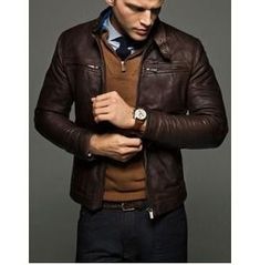 Mens Slim Fit Leather Jackets, Men Brown Leather Jacket, Leather Jacket Brown Jacket Leather, Brown Leather Jacket Men, Lambskin Jacket, Motorcycle Jacket Mens, Moto Biker Jacket, Fashion Grunge, Mens Fashion Smart, Mens Fashion Rugged, Slim Fit Jackets