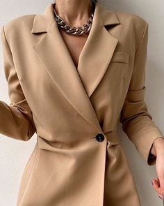 Size: S,M,L,XL;Style:ElegantType:BlazerMaterial:PolyesterNeckline:Notched CollarSleeve Style:Long SleeveLength:MiniPattern Type:PlainDecoration:ButtonFit Type:SkinnyOccasion:WorkPackage Include:1* Dress Fitted Beige V-neck Blazer, Chic Beige Blazer Dress For Semi-formal Occasions, Chic Beige Semi-formal Blazer Dress, Semi-formal Single Breasted Beige Blazer Dress, Chic Beige Blazer Dress With Lapel Collar, Chic Beige Double-breasted Blazer Dress, Elegant Beige Blazer Dress With Buttons, Elegant Khaki Blazer For Spring, Formal Beige Blazer Dress With Buttons