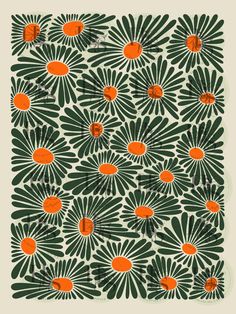 an orange and green flower pattern on a white background with the words,'i love you