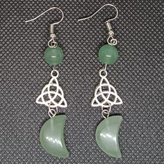 green aventurine  moon  earrings Moon Earrings, Green Aventurine, Diy Jewelry, Jewelry Earrings Dangle, Dangle Drop Earrings, Accessory Gift, Dangle Earrings, Jewelry Earrings, United States