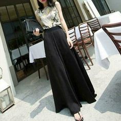 Lady Satin Chiffon Pleated Wide-Leg Trousers Skirt Pants OL Casual Culottes b595 | eBay Tag Sale, Fall 2024, Wide Leg Trousers, Skirt Pants, Fashion Pants, Elastic Waist, Wide Leg, Chiffon, Trousers