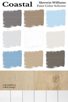 the color scheme for coastal is shown in different shades