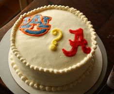 there is a cake with the letter a on it