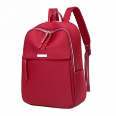 Color: Red Casual Burgundy Shoulder Bag With Zipper Closure, Chic Red School Bag, Casual Burgundy School Bag, Trendy Red Shoulder Bag For School, Elegant Red Shoulder Bag For School, Casual Burgundy Bags For Daily Use, Trendy Large Capacity Red Bag, Trendy Red Bag With Large Capacity, University Red Everyday Backpack