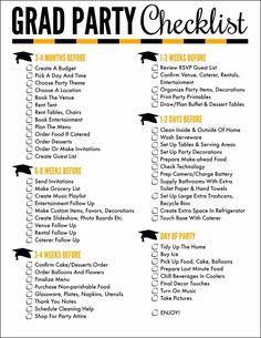 a graduation party checklist with the words grad party checklist