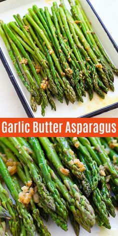 grilled asparagus with garlic butter and parmesan cheese on the side