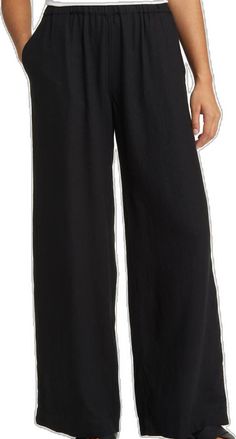 Chic Linen Wide Leg Pants With Pull-on Style, Wide Leg Linen Bottoms With Pull-on Style, Linen Wide Leg Bottoms With Pull-on Style, Linen Full Length Bottoms For Vacation, Linen Bottoms For Day Out, Solid Linen Bottoms For Day Out, Vacation Linen Full-length Bottoms, Chic Wide Leg Pull-on Pants For Day Out, Wide Leg Pull-on Pants For Day Out