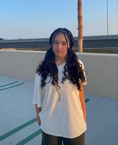 French Curls Braids Big, Hairstyles For Braids With Curls, Y2k Box Braid Hairstyles, Sza Hair Braids, Knowles’s French Curl Braids, Y2k Boxbraids Hairstyle, Cute Box Braids, Cute Box Braids Hairstyles