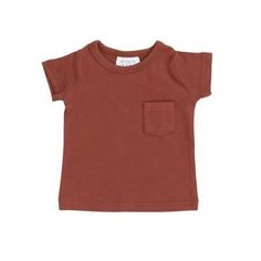 Mebie Baby Cotton Pocket Tee, Brick - Wild Ivy Pocket Tees, Pocket Tee Shirts, Summer Basics, Baby T Shirts, Running Tops, Cute Shorts, Pocket Tee