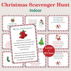 a christmas scavenger hunt with the words merry christmas and santa clause on it