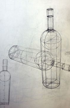 a drawing of a wine bottle next to a pipe