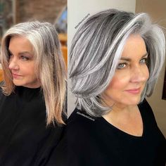 Grey On Top Dark On Bottom Hair, Swag Haircut, White Hair Highlights, Girls Haircuts, Gray Highlights, Jack Martin, Grey Hair Over 50, Women Haircuts Long, Hair Play