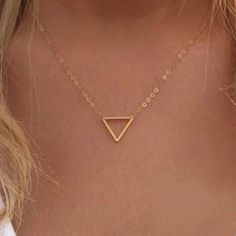 Gold Triangle Necklace Material: Zinc Alloy Circle Square Triangle, Triangle Jewelry, Gold Triangle, Gold Pumps, Triangle Necklace, Pretty Jewellery, Womens Plaid, Zinc Alloy, Womens Jewelry Necklace