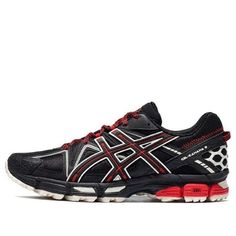 Asics Gel-Kahana 8 Black/Red 1011B109-004 (SNKR/Men's/Low Top/Shock-absorbing) Black Moisture-wicking Trail Running Shoes For Training, Asics Trail Running Shoes For Training, Asics Breathable Trail Running Shoes For Training, Black Breathable Athletic Trail Running Shoes, Asics Running Shoes For Trail Running With Shock Absorption, Black Breathable Trail Running Shoes With Athletic Fit, Breathable Black Trail Running Shoes For Sports, Black Functional Trail Running Shoes With Moisture-wicking, Black Moisture-wicking Trail Running Shoes