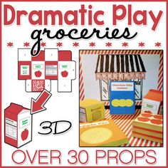 an image of a book cover with the title dramatic play crocers over 30 props