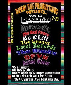 the poster for burnt out production's live revolution tour is shown in black