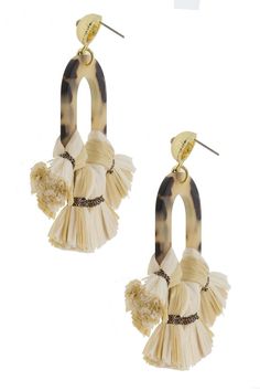 Our Montauk Tassel Earring features a lightweight tortoise resin hoop with tassels of raffia cascading below. These playful statement earrings have us craving a warm-weather getaway to Montauk. For maximum impact, wear these with an open neckline and your hair pulled back. Materials: Raffia, Acrylic, Zinc Alloy, Polyester Thread Size: 3" x 2.5" Post Backing Imported Fringe Earrings For Vacation, Summer Brown Tassel Earrings, Brown Tassel Earrings For Summer, Fringe Earrings For Beach, Malibu Style, Hair Pulled Back, Pulled Back Hairstyles, All White Party, Hair Pulling