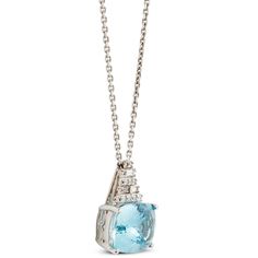 A pyramid of round and baguette diamonds rests atop a beautiful 5.08 ct. cushion cut aquamarine for an icy modern pendant design that stays fashionable all year-round. Lose A Stone, Pyramid Necklace, Modern Pendant, Pendant Design, Jewelry Cleaner, Baguette Diamond, Cleaning Jewelry, Aquamarine, Turquoise Necklace