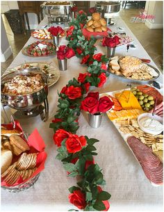 a table filled with lots of different types of food