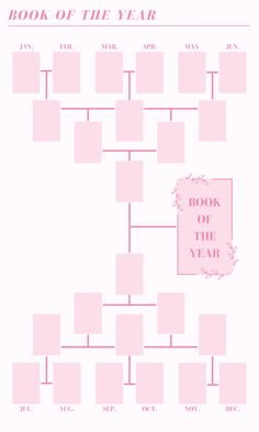 the book of the year is shown in this pink and white printable family tree