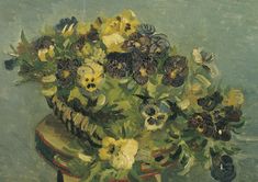 Painting for sale: Vincent van Gogh - Basket of pansies on a small table #194 🖼️ Famous Still Life Paintings, Michael Angelo, Google Art Project