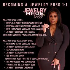 This 1-on-1 in-person (Charlotte, North Carolina) or online jewelry class is for you if you: Already have a jewelry business and you are wanting to expand your knowledge into handmade jewelry pieces You want to start a jewelry business in 2022 and you have no idea how to make or sell jewelry You’re not sure if you want to start a jewelry business or when, but the idea of making jewelry sparks your interest and you also like to wear a lot of jewelry Who: Class will be taught by Jorgie, Owner and Jewelry Manufacturer, How To Sell Jewelry, Jewelry Business Planner, How To Start A Jewelry Business, Successful Jewelry Business, How To Start A Jewelry Business Online, Small Jewelry Business, Jewelry Small Business, How To Start Permanent Jewelry Business