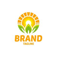 the brand tagline logo is designed to look like an orange and yellow sunflower