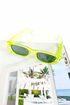 Hot Shot Sunnies - Lime Green Green Sunglasses With Uv Protection For Vacation, Trendy Green Sunglasses With Uva Protection, Green Sunglasses With Uva Protection For Parties, Green Sunglasses For Spring Vacation, Casual Green Sunglasses For Beach, Casual Green Sunglasses For The Beach, Green Sunglasses With Uva Protection For Vacation, Green Sunglasses With Uva Protection For Spring, Modern Green Sunglasses For Summer