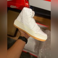 Available Now Jordan 1 Elevate High White/Gum Sizes Available 5.5y/7w 7.5y/9w 8.5y/10w Condition- New In Box Everything Original 100% Authentic Retail- $155 Meet Or Pickup In Phoenix Arizona Same To Next Day Shipping ! High-top Jordan Shoes With Contrast Sole, White Basketball Shoes With Textured Sole, Jordan Shoes With Gum Sole And White Sole, White Jordan Shoes With Gum Sole For Streetwear, Jordan Leather Shoes With Gum Sole And Round Toe, Jordan Leather Lace-up Shoes With Gum Sole, Leather Jordan Shoes With White And Gum Sole, Leather Jordan Shoes With Gum Sole And Round Toe, Leather Jordan Shoes With Gum Sole