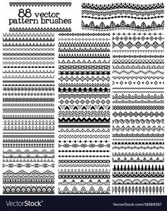 a set of 8 different pattern brushes