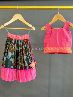 Grey and Pink Kanchi Pen kalamkari Skirt And Top Kalamkari Skirt And Top, Kalamkari Skirts, Skirt And Top, Kids Pants, Blouse Dress, Kids' Dresses, Skirt Top, Kids Wear, 12 Months