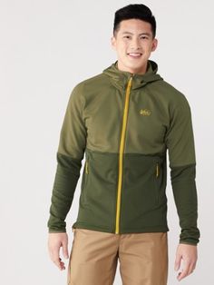 Whether thru-hiking the Long Trail of Vermont's Green Mountains or enjoying your favorite local hike  the men's REI Co-op Flash Hyperstretch fleece jacket provides warmth and mobility on the trail. M Image, Long Trail, Green Mountains, Op Logo, Thru Hiking, Mens Items, Olive Color, Mens Fleece, Rei Co-op