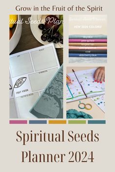 a poster with the words, grow in the fruit of the spirit and several pictures