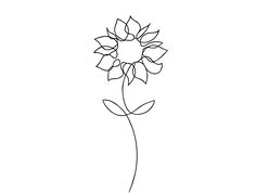 a single line drawing of a sunflower